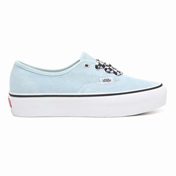 Női Vans Checkerboard Lace Authentic Platform 2.0 Tornacipő VA8267410 Kék/Fehér